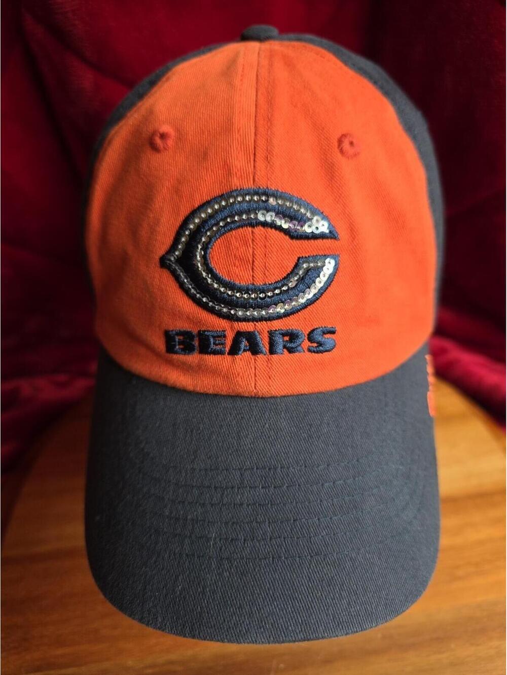 Womens Chicago Bears NFL Team Hat Sequins Sparkle Apparel Ball Cap New